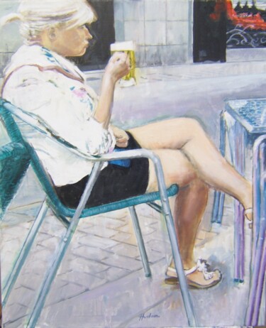 Malerei mit dem Titel "Dutch girl in Madrid" von Andy Hudson, Original-Kunstwerk, Öl