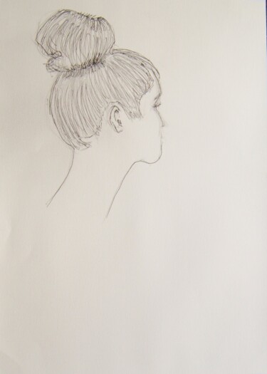 Drawing titled "Aïssa : top-knot" by Andy Hudson, Original Artwork, Ink