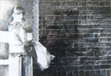 Ζωγραφική με τίτλο "A la gare" από Andy Hudson, Αυθεντικά έργα τέχνης, Γκουάς Τοποθετήθηκε στο Ξύλινο πάνελ