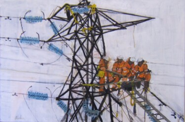 Painting titled "the pylon" by Andy Hudson, Original Artwork, Oil
