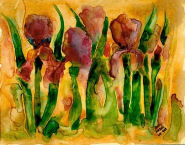 Painting titled "Abstract Irises" by Andy Mathis, Original Artwork