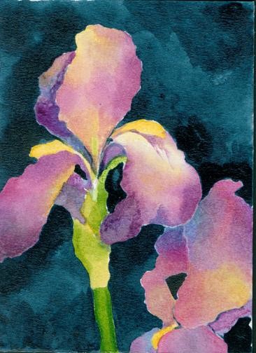 Painting titled "Purple iris- egg te…" by Andy Mathis, Original Artwork