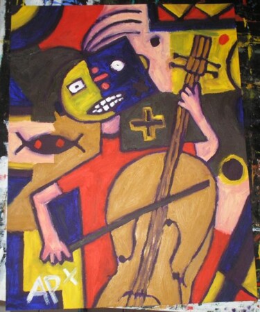 Painting titled "le violoncelliste" by Andy Pilgrimm, Original Artwork