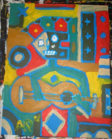 Peinture intitulée "guitariste" par Andy Pilgrimm, Œuvre d'art originale