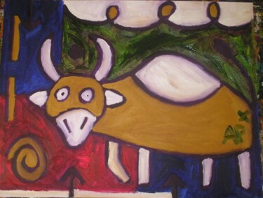 Painting titled "taureau" by Andy Pilgrimm, Original Artwork