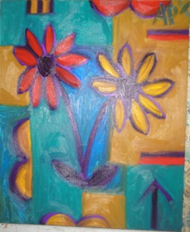 Peinture intitulée "2 fleurs" par Andy Pilgrimm, Œuvre d'art originale