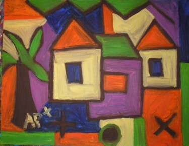 Peinture intitulée "maisons" par Andy Pilgrimm, Œuvre d'art originale