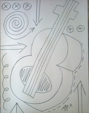 Drawing titled "guitare12.jpg" by Andy Pilgrimm, Original Artwork, Marker