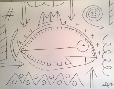 Dessin intitulée "poisson18.jpg" par Andy Pilgrimm, Œuvre d'art originale, Marqueur