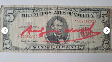 绘画 标题为“Andy Warhol FIVE DO…” 由Andy Warhol, 原创艺术品, 标记