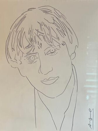 Desenho intitulada "Portrait Gérard DEP…" por Andy Warhol, Obras de arte originais