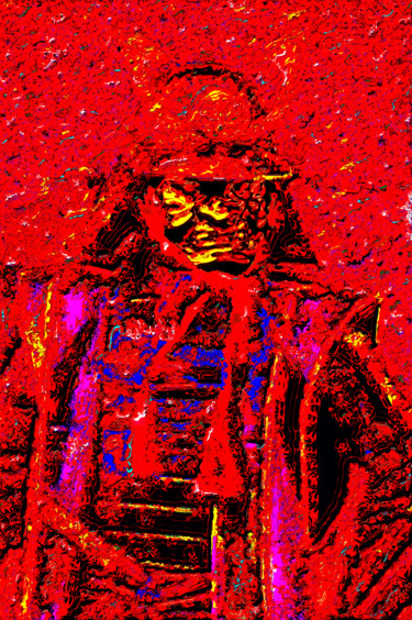 Цифровое искусство под названием "Red Samurai" - Andy Za, Подлинное произведение искусства, Цифровая живопись