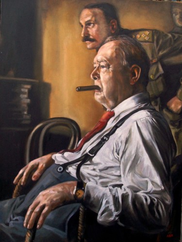 Картина под названием "Черчилль" - Andrew Khalturin (HAnder), Подлинное произведение искусства, Масло