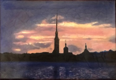 Картина под названием "Петропавловский соб…" - Андрей Дьяконов, Подлинное произведение искусства, Масло
