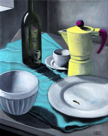 Italic Still Life After Eating Fruit Pittura intitolato "Italic Still Life A…" da Andrea Vandoni, Opera d'arte originale, Olio Montato su Telaio per barella in l…