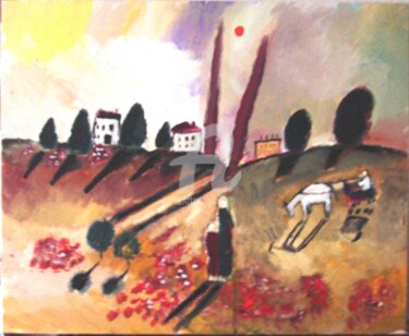 Картина под названием "On the rode to home" - Anel Gur, Подлинное произведение искусства, Масло