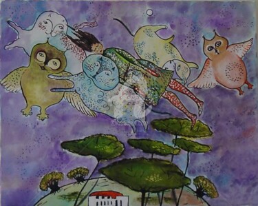 Картина под названием "The Flights in the…" - Anel Gur, Подлинное произведение искусства, Масло