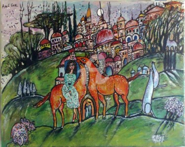 Картина под названием "The promenade  with…" - Anel Gur, Подлинное произведение искусства, Масло
