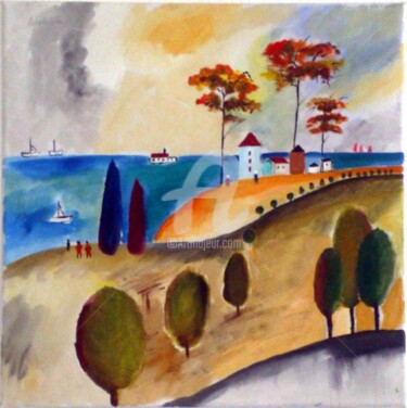 Картина под названием "Israel,Haifa,the sea" - Anel Gur, Подлинное произведение искусства, Масло