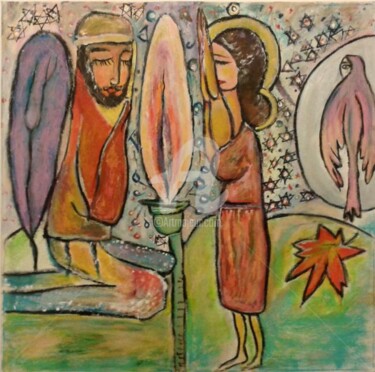 Картина под названием "Prayer for the reun…" - Anel Gur, Подлинное произведение искусства