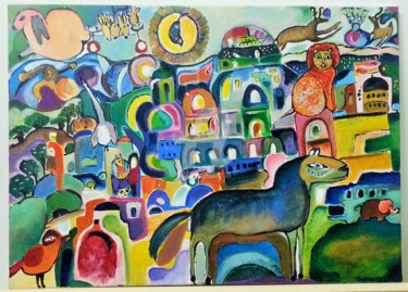 Painting titled "The tale of the nig…" by Anel Gur, Original Artwork, Acrylic