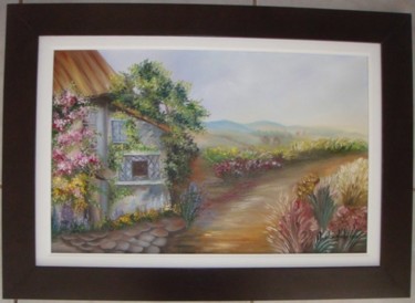 Pintura intitulada "Casa de campo" por Anelise Sabino, Obras de arte originais, Óleo