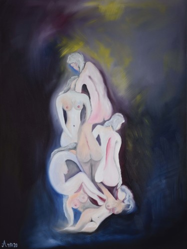 Painting titled "Womans" by Aneta Horská (Ann), Original Artwork, Oil Mounted on Wood Stretcher frame
