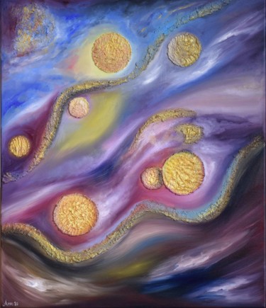Painting titled "Fusion Of Universe" by Aneta Horská (Ann), Original Artwork, Oil Mounted on Wood Stretcher frame
