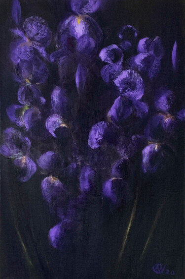 Pintura intitulada "Irises" por Anet Verdonk, Obras de arte originais, Óleo