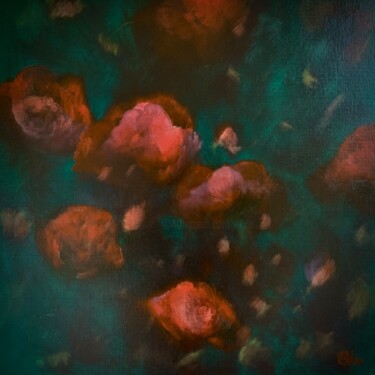 Painting titled "Roses" by Anet Verdonk, Original Artwork, Oil