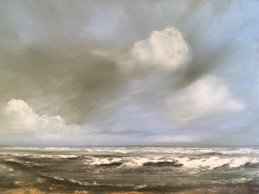 Painting titled "Nord Sea" by Anet Verdonk, Original Artwork, Oil