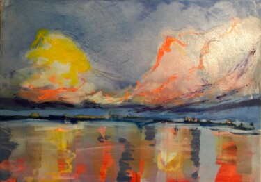Painting titled "Sonnenuntergang in…" by Anette Kraemer, Original Artwork, Acrylic