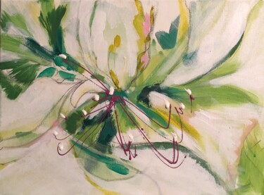 Malerei mit dem Titel "Weiße Amaryllis" von Anette Kraemer, Original-Kunstwerk, Acryl