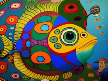 Painting titled "Kolorowa ryba II" by Anna Grochowska, Original Artwork, Acrylic