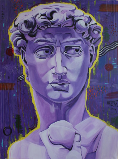 Painting titled "Purple David" by Anastasiia Anferova, Original Artwork, Acrylic