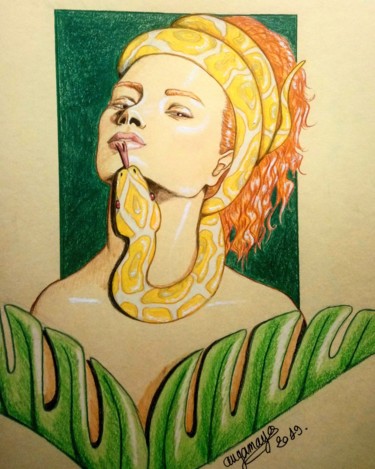 Dessin intitulée "La belle et la bête." par Angamaya, Œuvre d'art originale, Crayon