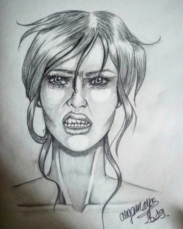 Drawing titled "Rage" by Angamaya, Original Artwork, Graphite