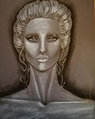 Drawing titled "Portrait en nuances…" by Angamaya, Original Artwork, Pastel