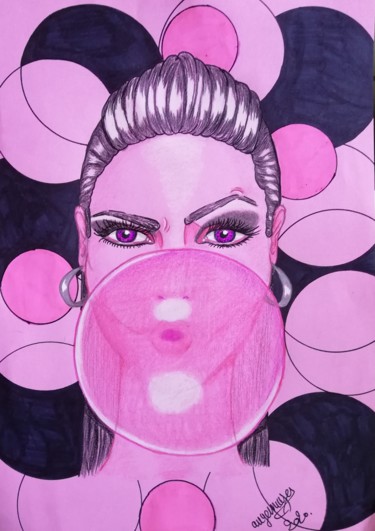 Dessin intitulée "Bubble gum." par Angamaya, Œuvre d'art originale, Crayon