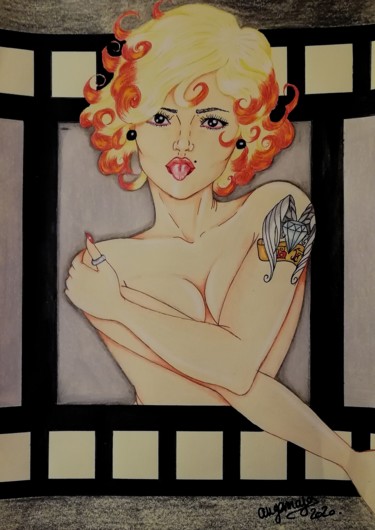 Dessin intitulée "New Marilyn..." par Angamaya, Œuvre d'art originale, Crayon