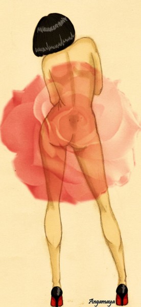 Arts numériques intitulée "Rose et escarpins." par Angamaya, Œuvre d'art originale