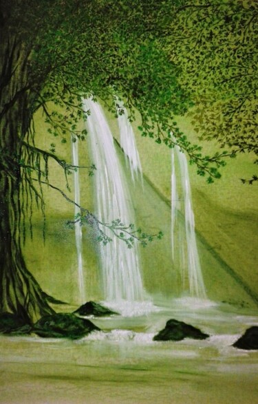 Painting titled "Cascade" by Ange, Original Artwork, Oil