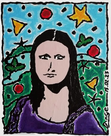 Schilderij getiteld "Ma Lisa" door Ange, Origineel Kunstwerk, Acryl