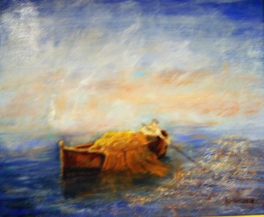 Peinture intitulée "LA BARQUE" par Jacques Vigilante, Œuvre d'art originale, Huile