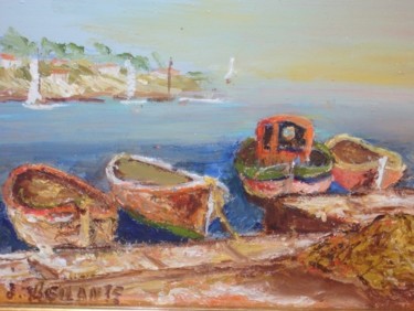 Peinture intitulée "les barques" par Jacques Vigilante, Œuvre d'art originale