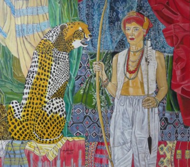 Schilderij getiteld "Odalisque" door Angélique Bègue, Origineel Kunstwerk, Tempera