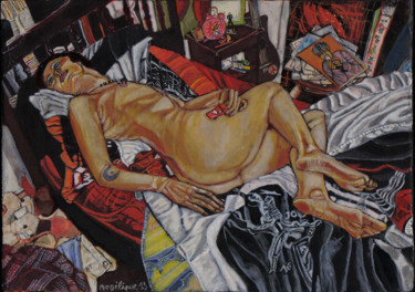 Painting titled "Oalisque" by Angélique Bègue, Original Artwork, Tempera