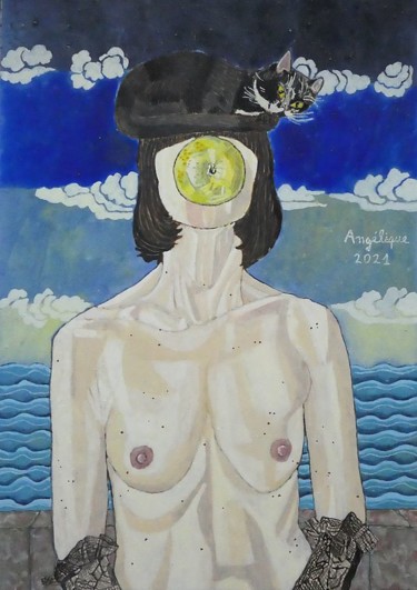 Painting titled "La fiancée du parra…" by Angélique Bègue, Original Artwork, Tempera