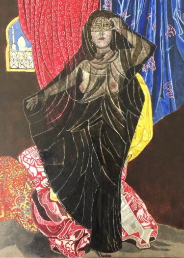 Pintura intitulada "Kaboul mon amour..." por Angélique Bègue, Obras de arte originais, Madeira