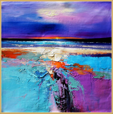 Painting titled "Chromatic Coastal R…" by Angel Chau, Original Artwork, Acrylic Mounted on Wood Stretcher frame